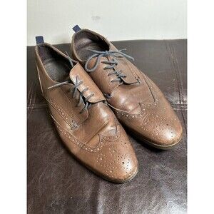 ALDO Lavorazione Artigiana Vintage Wing Tip Brown Leather Dress Shoes Men's 10.5